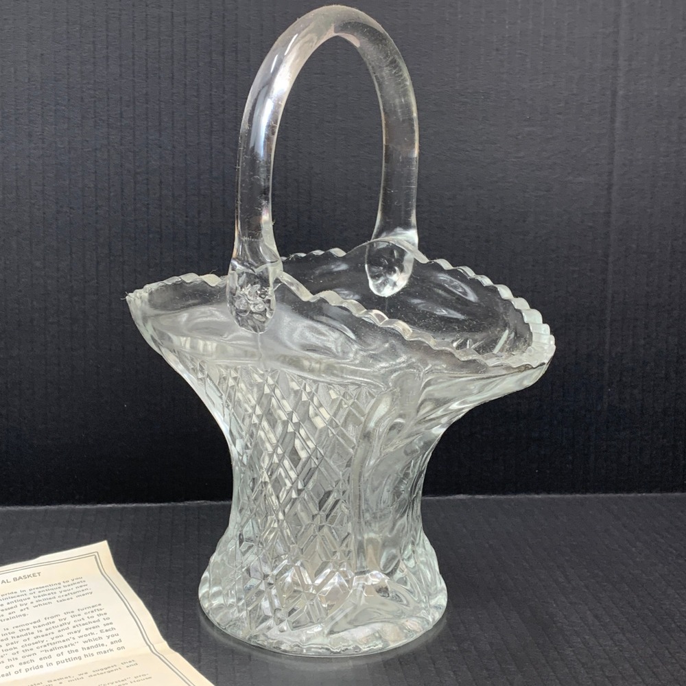 Princess House 530‎ Crystal Basket Vintage Diamond Pattern Made in USA